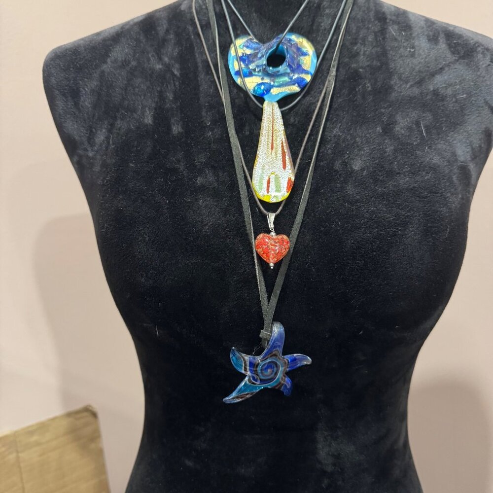 Handmade Glass Pendant Necklace Lot Glass Beads